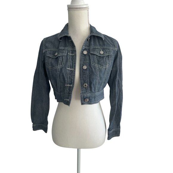 MICHAEL KORS Denim Crop Long Sleeve Jacket Size 2P - Picture 5 of 7